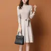 Vestido de Punto para Mujer 2025 Nuevo Estilo Otoño e Invierno, Elegante Vestido Largo de Punto para Vestir por Capas en Otoño