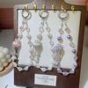 Pulsera de Perlas de Cristal Lujosa y de Alta Gama Muñeca Cuerda Corta Lanyard con Clip Funda para Teléfono Móvil Llavero Colgante Trendy