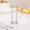 Brincos Longos com Franjas de Pérola e Zircônia Emendados com um Toque de Luxo, Design de Nicho para Mulheres, Únicos e Elegantes, Versáteis e Vintage
