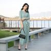 Vestido Longo Tomara-que-caia Floral Pequeno Verde para Mulheres, Vestido Peça Única com Amarração na Cintura, Modelo Novo Primavera/Verão Pg Dvf2025