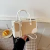 Bolso de Hombro de Bloques de Color Transfronterizo de Moda para Mujer, Bolso de Mano Casual con Decoración de Hebilla Metálica, Bolso de Hombro y Cruzado de Moda para el Día a Día