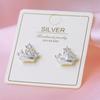 Pendientes de aguja de plata S925 para mujer, estilo coreano, nuevos y elegantes, combinables con todo, sencillos, con corona de circonita, al por mayor