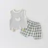 Conjunto de Verano para Bebé Súper Lindo de Dibujos Animados, Chaleco y Shorts de Dos Piezas para Salidas de Verano, Categoría a