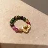 Anillo de cuentas de turmalina con forma de calabaza para mujer, otoño e invierno 2025, anillo de dedo de diseño de nicho de alta calidad.