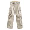 Pantalones rectos con bolsillos multidimensionales y tobillos atados para mujer europea y americana de otoño e invierno K11478