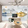 8d nuevo ciervo dorado chino pared de fondo de TV papel tapiz sala de estar pintura de paisaje sofá Tela de pared hotel papel tapiz decorativo
