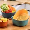 Cesta Drenante Multifuncional Doméstica de Plástico, Colorida Estilo Nórdico Simples de Camada Dupla para Lavar e Escorrer Frutas e Verduras, Bacia para Vegetais