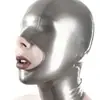 Chapéu/Máscara de Borracha Látex Cinza Boca Aberta com Zíper Festa Fetichista Cosplay