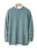 Suéter de lana 100% grueso de cinco agujas y tres hebras para hombre, cuello redondo, patrón jacquard, tejido de punto holgado, capa base de cachemira para otoño e invierno