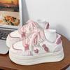 Sapatos Rosa Branco de Sola Grossa para Mulheres 2025 Novos Primavera e Outono Chique Nicho Versátil Estilo Campus