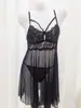 Camisón de encaje sexy estilo europeo y americano transfronterizo, malla transparente, diseño puro y seductor, lencería sin retirada, nuevo estilo para mujer 8013