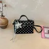 Bolso caja de lunares estilo coreano, un bolso de hombro, bandolera simple y elegante, versátil para el trabajo, y un bolso de mano cuadrado pequeño casual