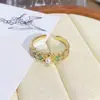 Anel Aberto Gota de Óleo Esmaltado Luz Luxo Alto Padrão Anel Caixa Cega Ao Vivo Vintage Estilo Palácio Flor