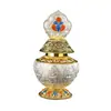 Ocho símbolos auspiciosos estilo Tíbet, jarrón de tesoro Mani de aleación tallado tridimensional, adecuado para guardar reliquias, altar budista casero, suministros budistas y adornos decorativos