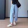 Calça Cargo Casual Emagrecedora de Cintura Alta Verão Cordão Nove Pontos Perna Reta Punho Duas Formas de Usar Calça Esportiva para Mulheres G0720Z