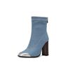 Talla grande botas europeas y americanas combinación de colores punta cuadrada tacón grueso tubo corto botas de mujer comercio exterior transfronterizo 74-3