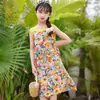 Falda de Tirantes para Niñas Verano 2025 Nuevo Estilo Vacaciones Infantiles Floral Falda de Playa Vestido de Verano para Niñas