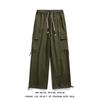 Monos de seda helada para hombre de marca de moda europea y americana transfronteriza 2025, pantalones casuales japoneses de secado rápido con múltiples bolsillos y cordón de talla grande