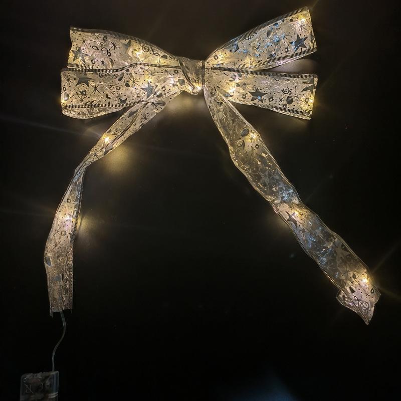 #D11 圣诞发光彩带-2米20灯2AA常亮银色彩带暖白灯