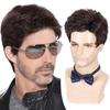 Peluca transfronteriza Peluca para hombre Peluca marrón parcial de pelo corto rizado seda de alta temperatura fibra química peluca corta fabricante en stock peluca