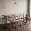 Mesa y Sillas de Barra de Madera Maciza Tienda Balcón Comercial Mesa Larga Apoyada en la Pared Barra de Ventana Barra Mesa de Café Té con Leche