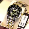 Una generación de reloj de hombre luminoso hueco impermeable banda de acero reloj de cuarzo vivo exportación extranjera explosiones reloj de moda