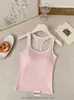 Top sin mangas retro de estilo americano con bloques de color picantes y almohadillas en el pecho, diseño de espalda descubierta, hermoso tirante en la espalda Camisola para mujer