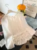 Blusa de Gasa Nueva de Estilo Coreano para Primavera/Verano 2026, Versátil, Suave y Atractiva, con Cuello Solapa, Hombros Descubiertos, Manga Corta, para Mujer