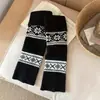 Cubiertas para Calcetines Fair Isle de Otoño e Invierno, Calcetines de Punto Holgados Estilo Bosque Retro, Combinados con Botas de Nieve, Calentadores de Pantorrilla de Invierno Engrosados y Cálidos