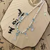 Novos Acessórios Hanfu Estilo Chinês, Colar com Borla de Contas Estilo Antigo, Colar de Pérolas Estilo Nacional, Gola de Pérolas Estilo Ming, Ornamento de Pescoço Estilo Song para Mulheres
