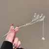 Grampo de Cabelo Dourado Folha Roxa para Mulheres, Grampo de Coque de Alta Qualidade, Novo Acessório de Cabelo Estilo Chinês Moderno