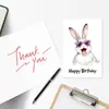 Conjunto de Cartão de Aniversário com Coelho em Aquarela de Novo Tamanho Grande e Conjunto de Envelopes Cartão de Bênção de Aniversário Cartão de Convite 10 Conjuntos Lote