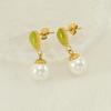 Pendientes de perlas francesas de acero inoxidable, nuevos y modernos, sencillos, con forma de cubo y ojo de gato de titanio y acero, en stock para mujer.