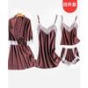 Pijama Youbo Feminina Primavera Verão Outono Sexy Camisola Vestido Cinco Peças Roupa de Casa Renda Branca