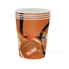Nuevo traje de vajilla para fiesta temática de baloncesto bandera vaso de papel plato de papel servilleta suministros de decoración de fiesta diseño