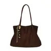 Bolsa Grande de Camurça Relaxada para Mulheres 2026 Nova Bolsa Tote Vintage para o Trabalho para Outono e Inverno Versátil Bolsa Escolar para Estudantes Universitários