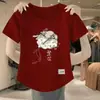 Comercio Electrónico Transfronterizo Despacho Gran Marca Ropa para Mamás Hombro Normal Cuello Redondo Manga Corta Camiseta Fina para Mujer Dulce Picante Chica Mostrar Delgado Top Pequeño
