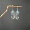 Brincos turquesa estilo étnico vintage europeu e americano, brincos pendentes de borla turquesa boêmios, brincos mais vendidos das áreas cênicas de Yunnan