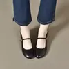 Zapatos Planos Mary Jane para Mujer, Nuevo Estilo de Verano, Piel Suave, Hebilla de Una Correa, Punta Redonda, Tacón Bajo, Zapatos de Mujer Cómodos Hechos a Mano