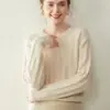 Bai Cai Rong Nuevo Suéter de Punto Trenzado Grueso de Cachemira para Mujer Cuello Redondo Otoño/Invierno Capa Interior Suave y Amigable con la Piel