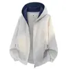 Nueva sudadera con capucha de bloques de color estilo americano para hombre, top chaqueta casual holgado de moda americana para otoño, para pareja