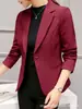 Conjunto Pequeno Feminino 2025 Primavera & Outono Novo Estilo Feminino Elegante Versátil Slim Conjunto Blazer Curto Manga Longa Estilo Coreano Slim