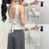 Chaleco Pequeño Transfronterizo con Almohadilla en el Pecho para Mujer Verano Nuevo Ajustado Lazo en la Espalda Sin Mangas Tirantes Top Rosa para Uso Exterior