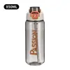 Botella de Agua Deportiva 850ml PC+PP, Tapa abatible de un solo clic, Asa plegable para llevar