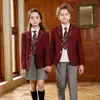 Conjunto de Tres Piezas para Uniforme de Jardín de Infancia, Uniforme Escolar Estilo Británico de Academia para Primavera y Otoño, Uniforme de Clase para Niños, Conjunto de Uniforme de Graduación de Escuela Primaria