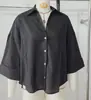Transfronterizo Transfronterizo 2025 Primavera y Verano Nueva Ropa para Mujer Estilo Europeo y Americano Moda Casual Versátil Cuello Solapa Rayas Mangas Anchas Camisa para Mujer