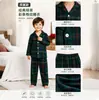 Nuevo conjunto de pijama casual de moda a cuadros con solapa de manga larga estilo navideño europeo y americano para toda la familia, padre e hijo 2633