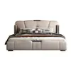 Cama de lujo de cuero genuino para dormitorio principal, cama moderna con cabecero suave estilo italiano, cama con almacenamiento de elevación a gas, cama matrimonial para dormitorio principal, cama de lujo para bodas