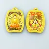 Acero de Titanio Tridimensional Doble Cara Repujado Ocho Deidades Guardianas con Dragón Quinto Maestro Tangka Ga Wu Caja Colgante Amuleto Buda DIY Venta al por Mayor