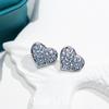 Modernos Aretes Chanel-Style en Forma de Corazón con Corindón Rojo y Espinela Azul Claro, Exquisitos Pasadores de Clip para Orejas de Corazón Durazno Dulces y de Alta Gama para Mujer